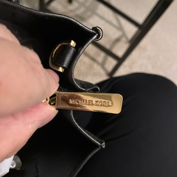 Reduced Shipping! Michael Kors Black Satchel with Gold Accents - Picture 5 of 9